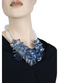 Damen Kette mit Anhänger "Ice", blau, Basic, Collezione Alessandro, Kunstfaser, Halsketten, mit vielen facettierten Perlen in verschiedenen Formen