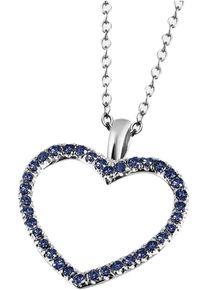 Firetti Damen Kette mit Anhänger "Schmuck Geschenk Gold 375 Gold 585 Halsschmuck Halskette Herz", 0,14 ct, Weißgold 375, L: 45cm B: 1mm, blau,