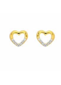 Adelia´s ADELIA ́S Damen Paar Ohrhänger "1 Paar 585 Gold Ohrringe / Ohrstecker Herz mit Zirkonia", Damen, Gelbgold 585, gold, Gelbgold 585, Ohrringe, mit