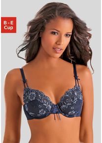 Lascana Damen Bügel-BH "Wanda", Gr. 75, blau, Spitze, Obermaterial: 82% Polyamid, 12% Polyester, 6% Elasthan, sexy, BHs, mit Zierschnürung und