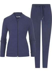 Mey Damen Loungeanzug, Gr. L, blau, Sweatware, Obermaterial: 95% Baumwolle, 5% Elasthan, unifarben, klassisch, Homewear-Sets, bequeme Passform,