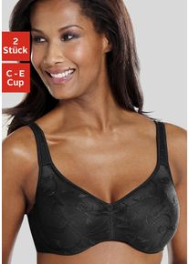 Petite Fleur Damen Minimizer-BH, Gr. 90, schwarz, Spitze, Obermaterial: 90% Polyamid, 10% Elasthan, klassisch, BHs, mit Bügel und schöner Stickerei