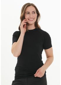 WHISTLER Damen T-Shirt "Athene", schwarz, casual, Gr. 40, unifarben, 67% Bambus-Viskose, 28% Wolle, 5% Elasthan, Shirts, mit hohem Rundhalsausschnitt