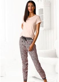 s.Oliver Damen Schlafanzug, Gr. 32, rosa, Single Jersey, Obermaterial: 100% Baumwolle, animal-print, gemustert, Basic, Homewear-Sets, mit Leo-Print