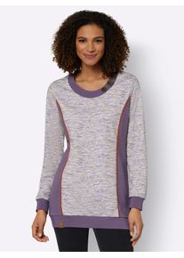 Casual Looks Damen Sweatshirt, lila, Gr. 38, gemustert, mehrfarbig, bedruckt, meliert, unifarben, 100% Baumwolle, Einsatz:35% Baumwolle, 65%