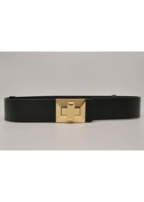 AnnaMatoni Damen Ledergürtel, schwarz, casual, unifarben, Rindsleder, Gürtel, mit goldener Schließe