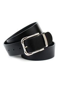 Anthoni Crown Damen Ledergürtel, schwarz, Gr. 95, unifarben, Leder, Gürtel, mit silberfarbener Schließe