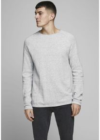 Jack & Jones JACK & JONES Herren Rundhalspullover "HILL KNIT", grau, modisch, Gr. S, meliert, Obermaterial: 100% Baumwolle, Pullover