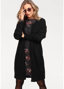 Aniston CASUAL Damen Strickjacke, schwarz, modisch, Gr. 48, unifarben, Feinstrick, Obermaterial: 74% Polyacryl, 23% Polyamid, 3% Elasthan,