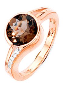 Jobo Damen Diamantring, 58, P1 = bei 10-facher Vergrößerung erkennbare Einschlüsse, Roségold 585-Diamanten, rosa, Rosu00e9gold 585, Diamanten,