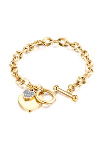 Damen Armband "Strassherz", gold, Collezione Alessandro, Metall, Armbänder