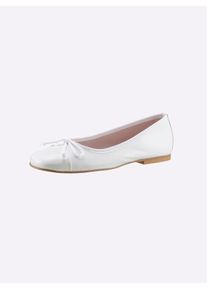 Heine Damen Ballerina, Gr. 42, weiß, Leder, Glattleder, Synthetik, modisch, Schuhe
