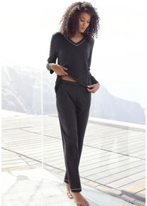 Vivance Dreams Damen Pyjama, Gr. 32, schwarz, Single Jersey, Obermaterial: 50% Baumwolle, 50% Modal, unifarben, Basic, Homewear-Sets, mit
