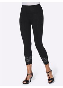 Lady Damen Leggings, schwarz, Gr. 44, unifarben, 95% Viskose, 5% Elasthan, Spitze:8% Elasthan, 92% Polyamid, Hosen