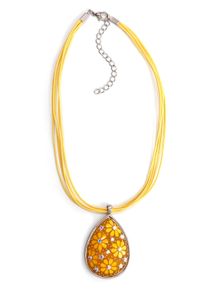 Allgäu Rebell ALLGÄU REBELL Damen Kette mit Anhänger "Henrike", gelb, Basic, PTFE-Kunststoff, Halsketten, mit schimmernden Glassteinen