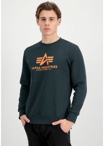 Herren Sweatshirt "Basic Sweater", blau, modisch, Gr. S, Alpha Industries, bedruckt, angeraute Sweatware, Obermaterial: 80% Baumwolle, 20% Polyester,