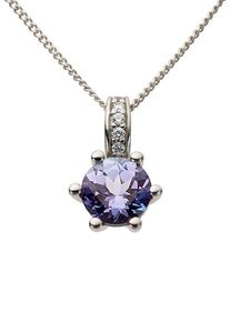 Firetti Damen Ketten-Anhänger "Schmuck Geschenk Gold 585 Halsschmuck Anhänger für Halskette Tansanit", 0,030 ct P2 = erkennbare Einschlüsse, Weißgold