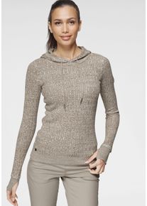 Kangaroos Damen Kapuzenpullover, beige, casual, Gr. 32, meliert, Zopfmuster, Rippstrick, Obermaterial: 50% Baumwolle, 50% Polyacryl, Pullover, im