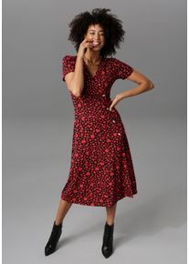 Aniston CASUAL Damen Jerseykleid, rot, modisch, Gr. 44, bedruckt, geblümt, Single Jersey, Obermaterial: 95% Viskose, 5% Elasthan, Kleider, in