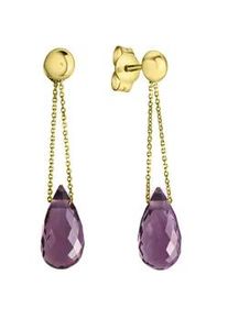 Paar Ohrhänger Celesta "375 Gelbgold Amethyst" Ohrringe Gr. ONE-SIZE, Gold, gelb (gelb, lila) Damen