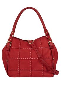 Samantha Look Damen Shopper, rot, Leder, unifarben, leicht glänzend, Taschen, echt Leder, Made in Italy
