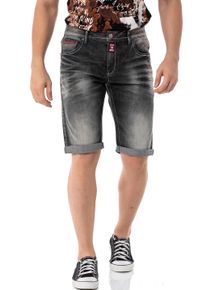 Cipo & Baxx CIPO & BAXX Herren Jeansshorts, schwarz, modisch, Gr. 31, Abriebeffekte, Denim/Jeans, Obermaterial: 98% Baumwolle, 2% Elasthan, Jeans