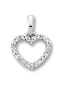 ONE ELEMENT Damen Ketten-Anhänger "0.11 ct Diamant Brillant Herz Anhänger aus 585 Weißgold", Damen, 0.11 ct, Weißgold 585-Diamanten, silber, Weißgold