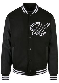 Urban Classics Herren Allwetterjacke "Urban Classics Herren Big U College Jacket", schwarz, casual, Gr. XL, unifarben, 50% Wolle, 50% Viskose, Jacken