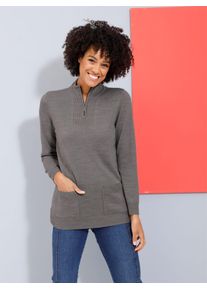 Classic Basics Damen Stehkragenpullover "Pullover", grau, Gr. 44, unifarben, 100% Polyacryl, Pullover
