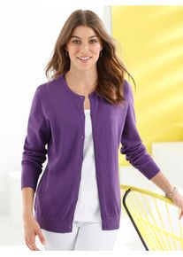 Classic Basics Damen Strickjacke, lila, Gr. 50, unifarben, 100% Baumwolle, Strickjacken