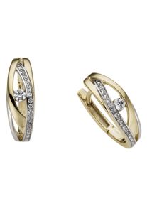 Firetti Damen Paar Creolen "Schmuck Geschenk Gold 333 bicolor, zweifarbig, verschlungene Optik", Gelbgold 333, weiß, Gelbgold 333, Ohrringe, mit
