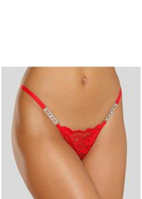 Damen String, Petite Fleur Gold, Gr. 44, rot, Microtouch, Obermaterial: 90% Polyamid, 10% Elasthan, Unterhosen, mit extravaganten Glitzeraccessoires