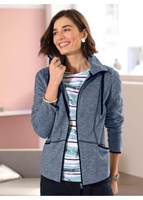 Classic Basics Damen Fleecejacke, blau, Gr. 40, meliert, 100% Polyester, Jacken