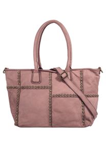 Samantha Look Damen Shopper, rosa, Leder, unifarben, leicht glänzend, Taschen, echt Leder, Made in Italy