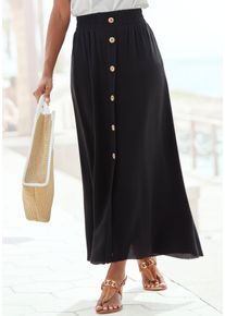 Vivance Damen Maxirock, schwarz, modisch, Gr. 40, unifarben, Web, Obermaterial: 100% Viskose, Röcke, mit Zierknöpfen in Holzoptik, elastischer
