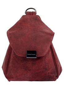 Bruno Banani Cityrucksack, rot, Rindsleder, Leder, unifarben, casual, Rucksäcke, echt Leder