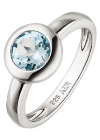 Jobo Damen Fingerring, 58, Silber 925 (Sterlingsilber), blau, Silber 925 (Sterlingsilber), Fingerringe, 925 Silber mit Blautopas rund