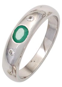 Jobo Damen Silberring, 50, Silber 925 (Sterlingsilber), silber, Silber 925 (Sterlingsilber), Fingerringe, 925 Silber mit Smaragd und Zirkonia