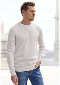 H.I.S. H.I.S Herren Strickpullover, beige, Basic, Gr. XXL, unifarben, Feinstrick, Obermaterial: 60% Baumwolle, 40% Polyester, Pullover, mit V-Ausschnitt,