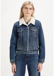 Levi's LEVI'S Damen Jeansjacke "SHERPA TRUCKER", blau, casual, Gr. S, Jeans, Denim/Jeans, Obermaterial: 100% Baumwolle, Jacken