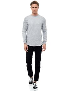 Rusty Neal Herren Sweatshirt, grau, Gr. M, unifarben, 70% Baumwolle, 30% Polyester, Sweatshirts, mit geripptem Ärmeldesign