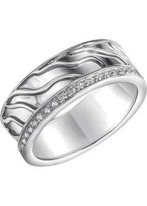 Fingerring Vivance "925-Sterling Silber rhodiniert Zirkonia" Fingerringe Gr. 058 (18,5), Silber 925 (Sterlingsilber), weiß (weiß, weiß) Damen