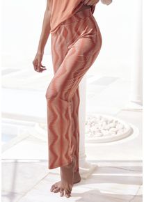 Lascana Damen Pyjamahose, Gr. 36, rot, Single Jersey, Obermaterial: 95% Viskose, 5% Elasthan, bedruckt, ethno, modisch, Hosen, mit graphischen