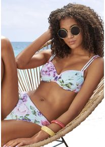 Lascana Damen Bügel-Bikini, grün, Gr. 36, bedruckt, floral, strukturiert, Polyamid, Bikini-Sets