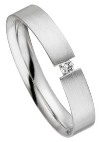 Jobo Damen Fingerring "Ring mit Diamant", 54, P1 = bei 10-facher Vergrößerung erkennbare Einschlüsse, Silber 925 (Sterlingsilber)-Diamanten, silber,