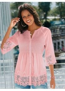 Alessa W. Collection ALESSA W. Damen Spitzenbluse, rosa, Gr. 40, unifarben, 100% Baumwolle, Spitze:100% Baumwolle, Blusen