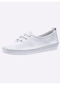 Heine Damen Schnürschuh, Gr. 43, weiß, Leder, Leder, sportlich, Schuhe