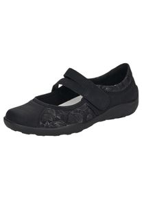 Remonte Damen Ballerina, Gr. 37, schwarz, Textil, Lederimitat, sportlich, Schuhe, Slipper, Schlupfschuh, Slip-On Sneaker mit dezenter Snake-Optik
