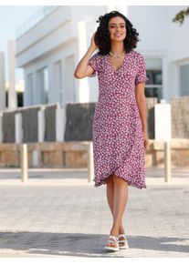 Inspirationen Damen Jerseykleid "Jersey-Kleid", lila, Gr. 44, geblümt, gemustert, mehrfarbig, bedruckt, Jersey, Single Jersey, 95% Viskose, 5%