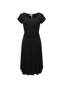 Sommerkleid Ragwear "Yvone Solid" Gr. L (40), Normalgrößen, schwarz Damen Kleider leichtes Jersey-Kleid mit Taillengürtel